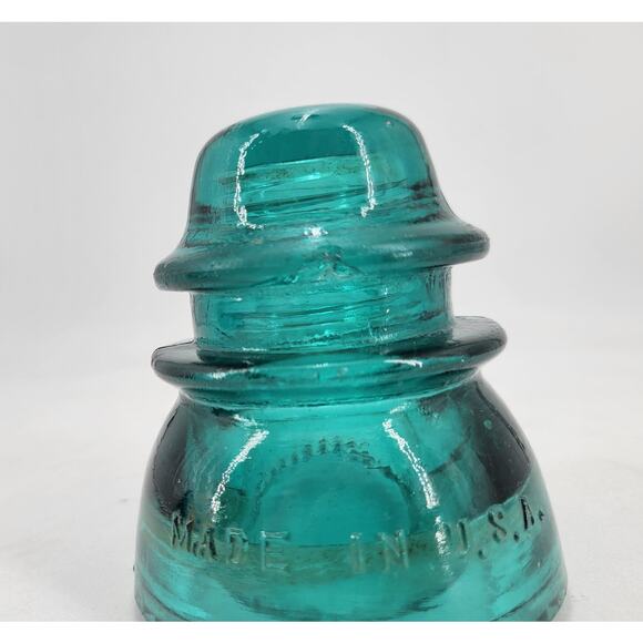 CD 154 Hemingray 42 Hemi Aqua Antique Glass Telegraph Insulator ROUND - Picture 4 of 6